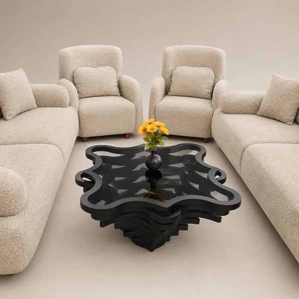 Contemporary Boucle Cloud Sofa & Armchair Living Room Set