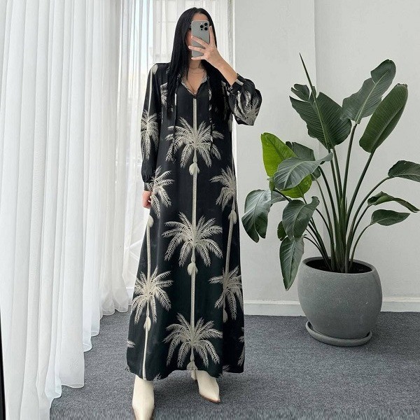 Botanical print long dress