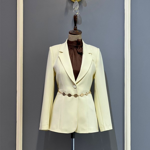 Set of Women's Elegant French Style Fitted Blazer Suit in Brown & Beige Color accompanied by Shirt (in Various Colors & Designs)