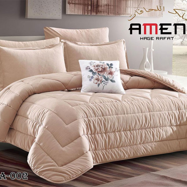 Amen Hage Rafat Set of 7 pieces (Comforter, Filted Sheet, 2 Pillow Cases, 2 Pillow Shams, Cushion) Beige-Brown Color, Model No. JESSICA-002