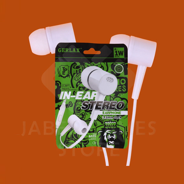 Gerlax Stereo Earphones Jack, White Color, Model No. E10