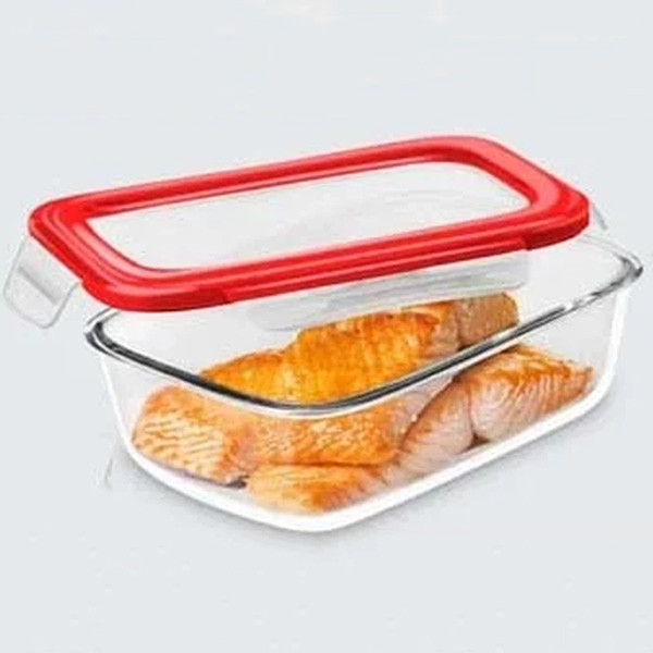 Delcasa Food Containers-1 BRS Rectn. Glass AirTight Conta. 0.4L 1X24, Model No. DC1427