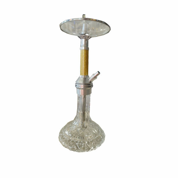 Al-Rusafi Small Hookah, with Glass Base, by Silicone & Manche, in Blue & Gold Colors