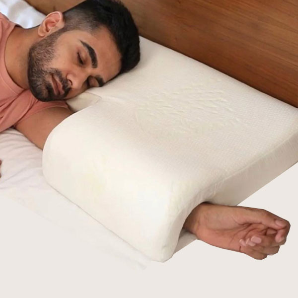 Arched Cuddle Pillow with Slow Rebound Memory Foam, White Color