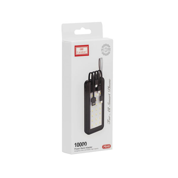 Earldom Power Bank, 4in1, 10000mAh, LED Torch, Black Color, Model No.  PB48
