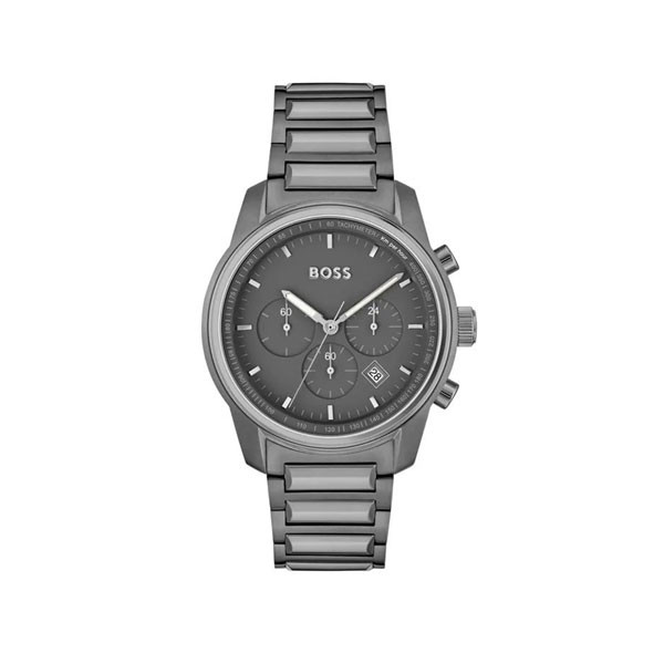 Hugo Boss Trace Chronograph Gray Dial Analog Men's Watch with Gray Stainless Steel Bracelet Model No. 1514005