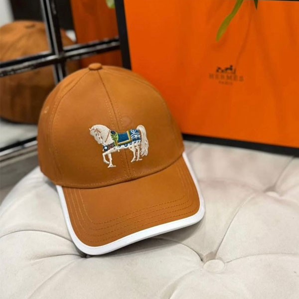 Hermes Unisex Horse Embroidery Cap