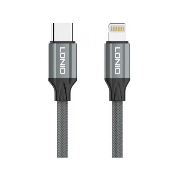 Ldnio Fast Charging Data Cable 65W, Type-C To Lightning, 1m, Preventing Overheating Feature, Grey, Model No. LC441i