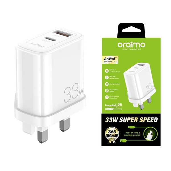 Oraimo Charger Type C Model No. OCW-U101D+C54
