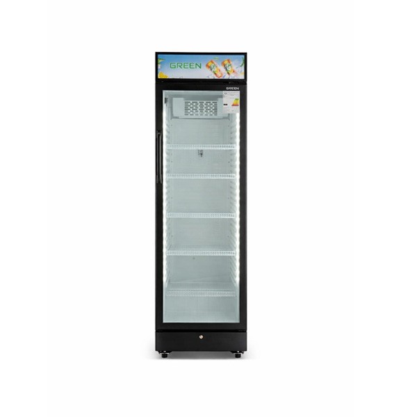 GREEN Single Glass Door Display Showcase Chiller, Black Color