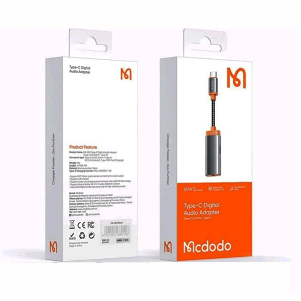 Mcdodo Type-C Digital Audio Adapter PD 60W, Black, Model No. CA-0500