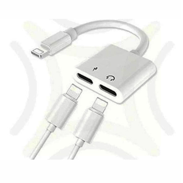 Joyroom Double Lightning Port Headphone Adapter Audio & Charging, White, Model No. S-Y104