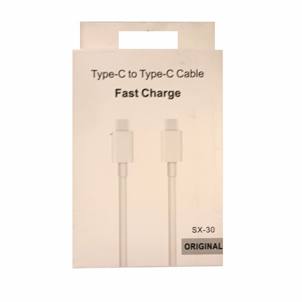 OEM Type-C to Type-C Cable Fast Charge, 1m, White Color, Model No. SX-30