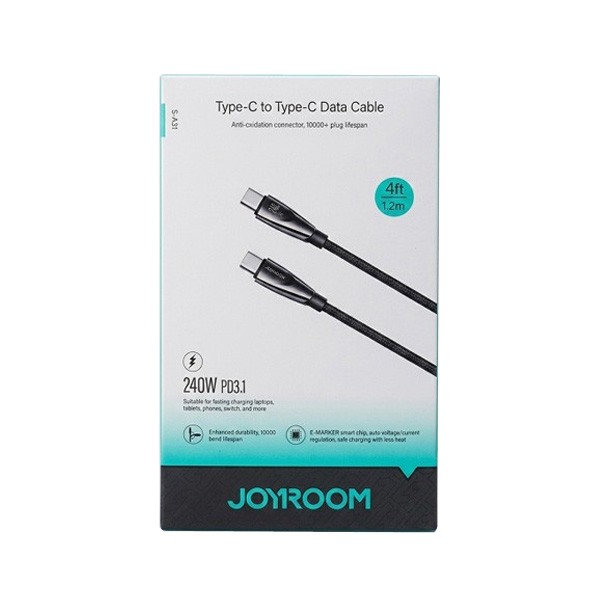 Joyroom 240W USB-C/Type-C to USB-C/Type-C Fast Charge Data Cable, Length: 1.2m, Black Color, Model No. SA31-CC5