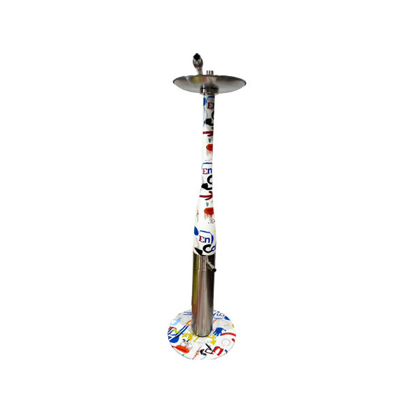 Large Size Hookah, with Bronze Metallic Main Body, Metallic White Color with Unique Colored Designs Pipe Body & Base & Metallic Top