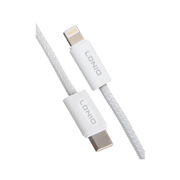 Ldnio USB-C to Lightning Cable 1M, 65W PD Fast Charging & Data Transfer, Durable Charger Cord with Overheating Protection for iPhone & iPad, White, Model No. LC901I