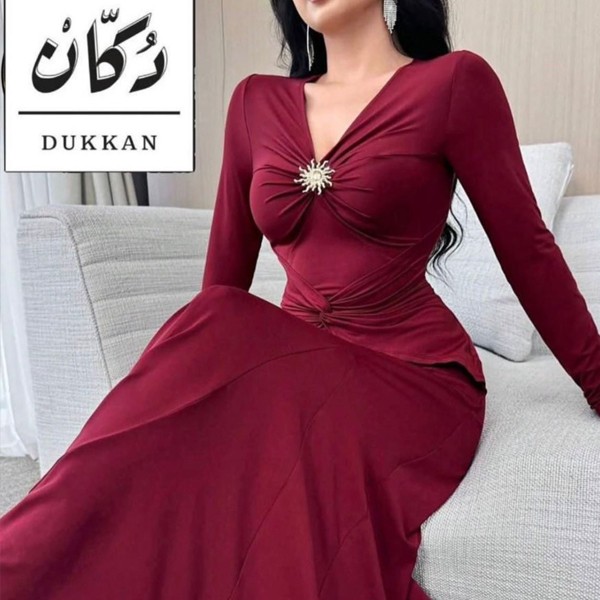 Luxury Long-Sleeve Evening Dress